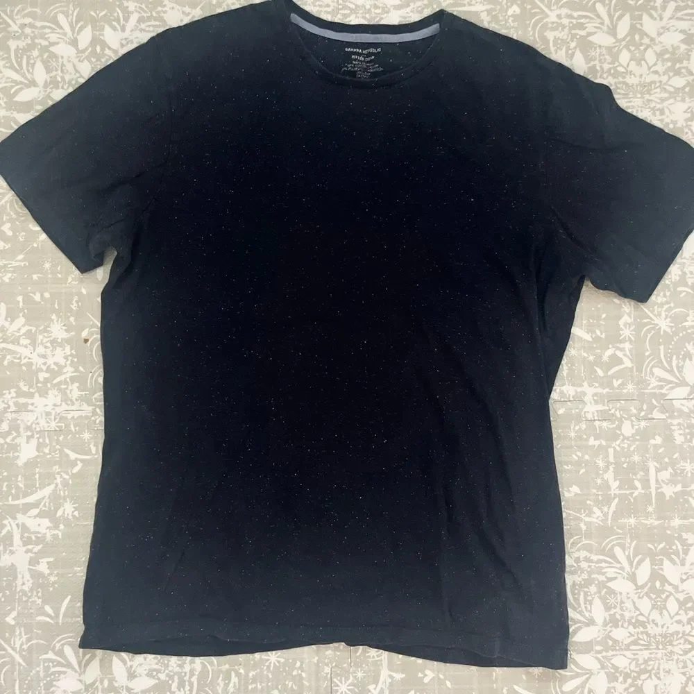 Banana Republic Black Speckled Crewneck Short Sleeve Tee